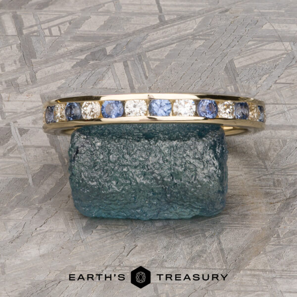 The Deluxe Channel-Set Yogo Sapphire and Diamond Band in 14k yellow gold