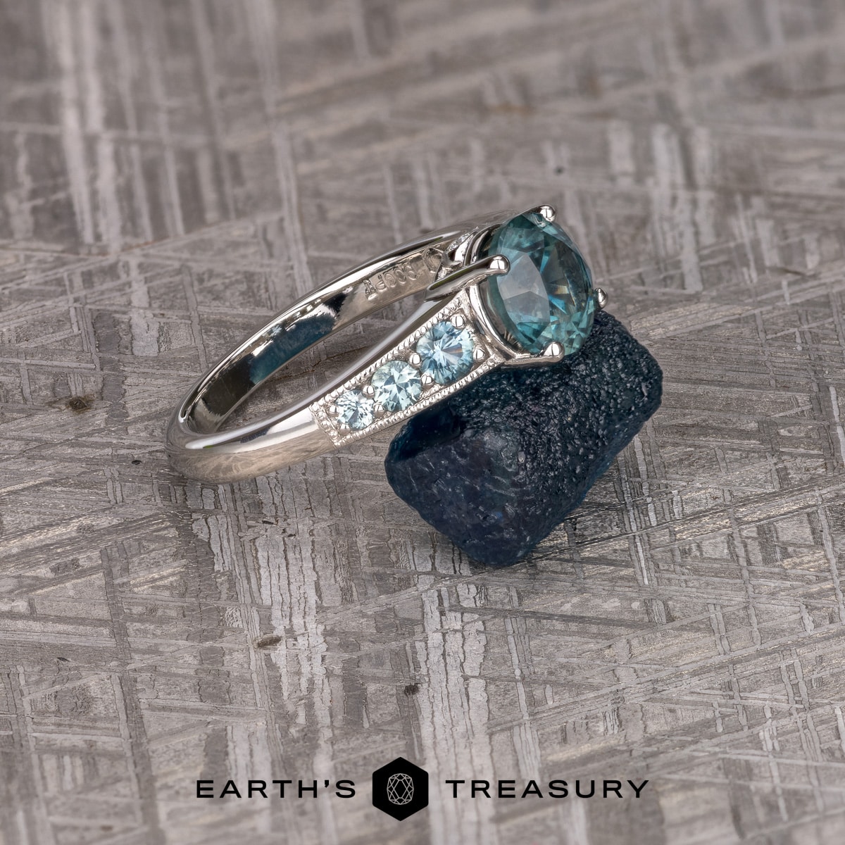 The "Cascade" in platinum with 2.05-carat Montana Sapphire