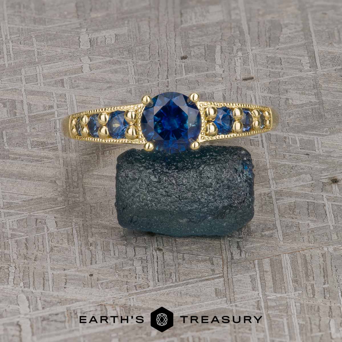 The "Cascade" Ring in 18k Yellow Gold with 1.19-carat Montana sapphire