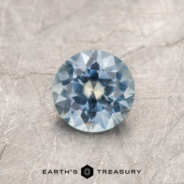 0.87-Carat Aqua Blue Montana Sapphire A blue Montana sapphire in a classic diamond round brilliant design