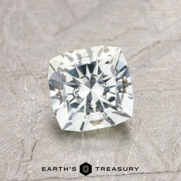 1.24-Carat Pale Yellow Green Montana Sapphire A white Montana sapphire in our "Aurora" square cushion design