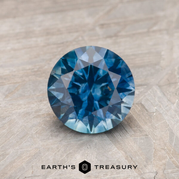 1.15-Carat Peacock Blue Montana Sapphire (Heated) A blue-green Montana sapphire in a classic diamond round brilliant design