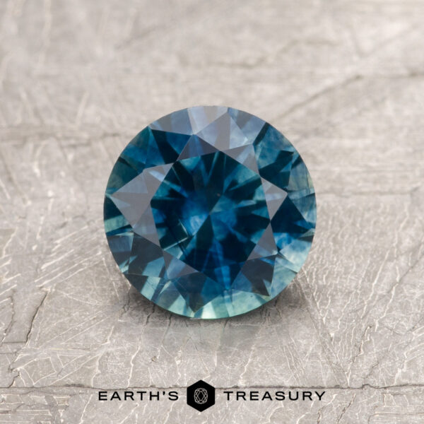 1.19-Carat Peacock Blue Montana Sapphire (Heated) A blue-green Montana sapphire in a classic diamond round brilliant design