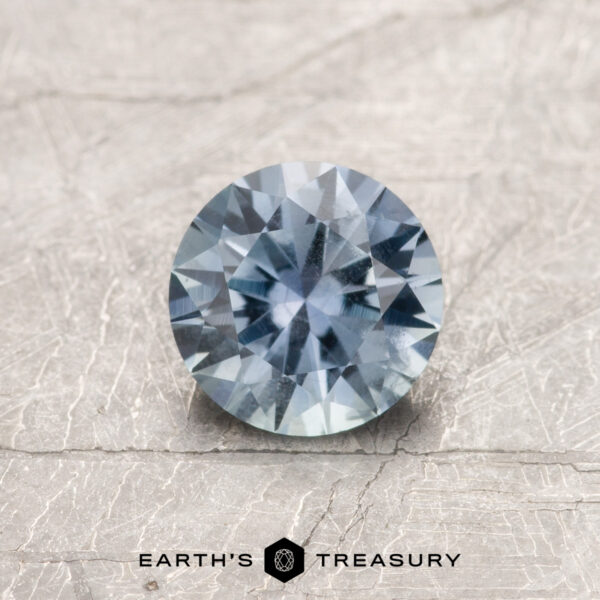 0.93-Carat Sky Blue Montana Sapphire (Heated) A gray Montana sapphire in a classic diamond round brilliant design