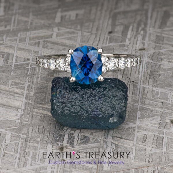The Engraved "Arethusa" Ring in platinum with 1.47-carat Montana sapphire