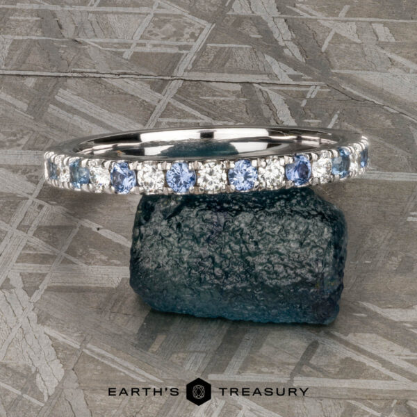 The Deluxe Pave Yogo Sapphire and Diamond Band in 14k white gold The Deluxe Pave Yogo Sapphire and Diamond Band in 14k white gold