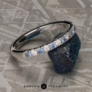 The Deluxe Pave Yogo Sapphire and Diamond Band in 14k white gold