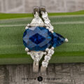 The "Maia" ring in platinum with 3.58-carat Montana sapphire, alongside the "Maia" band in platinum