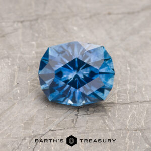 A blue Montana sapphire in our "Helena" oval design