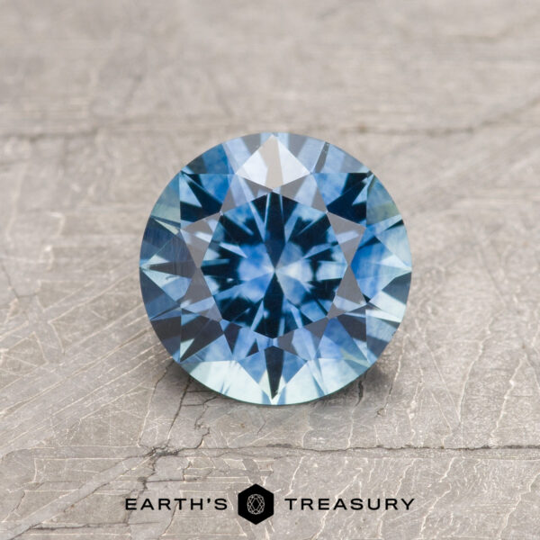 1.07-Carat Teal Blue Montana Sapphire (Heated) A blue Montana sapphire in a classic diamond round brilliant design