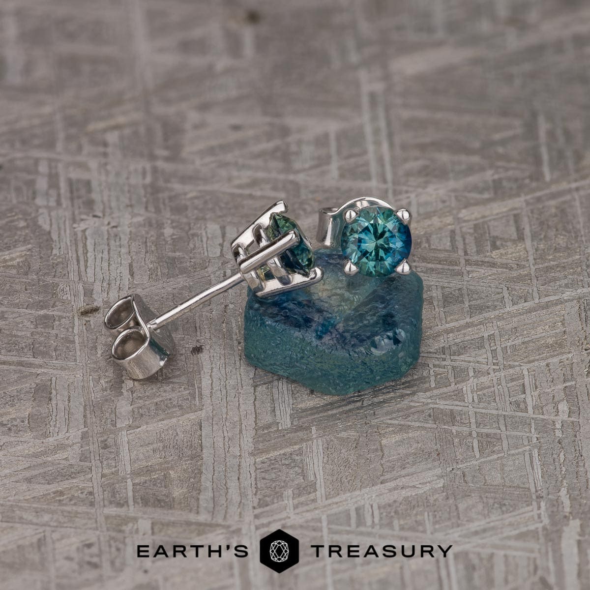 Montana Sapphire Earrings- Teal Blue, 3.5-5.0 mm (Heated) Earth's Treasury