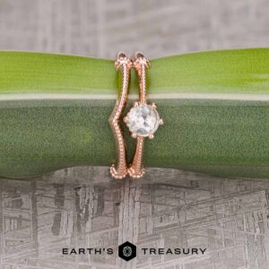 The "Beatrice" in 14k rose gold with 0.38-carat diamond, alongside the "Beatrice" band in 14k rose gold
