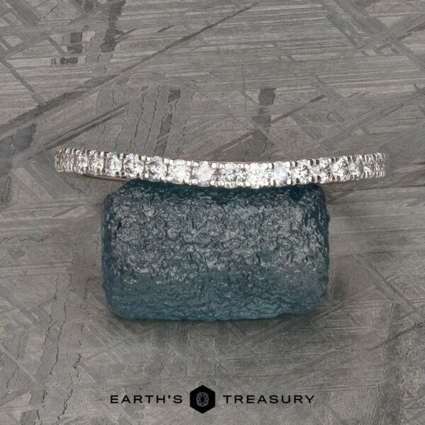 The petite pave diamond contour band in 14k white gold The petite pave diamond contour band in 14k white gold