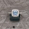 The Classic Pave Halo ring in platinum with 1.83-Carat Montana Sapphire