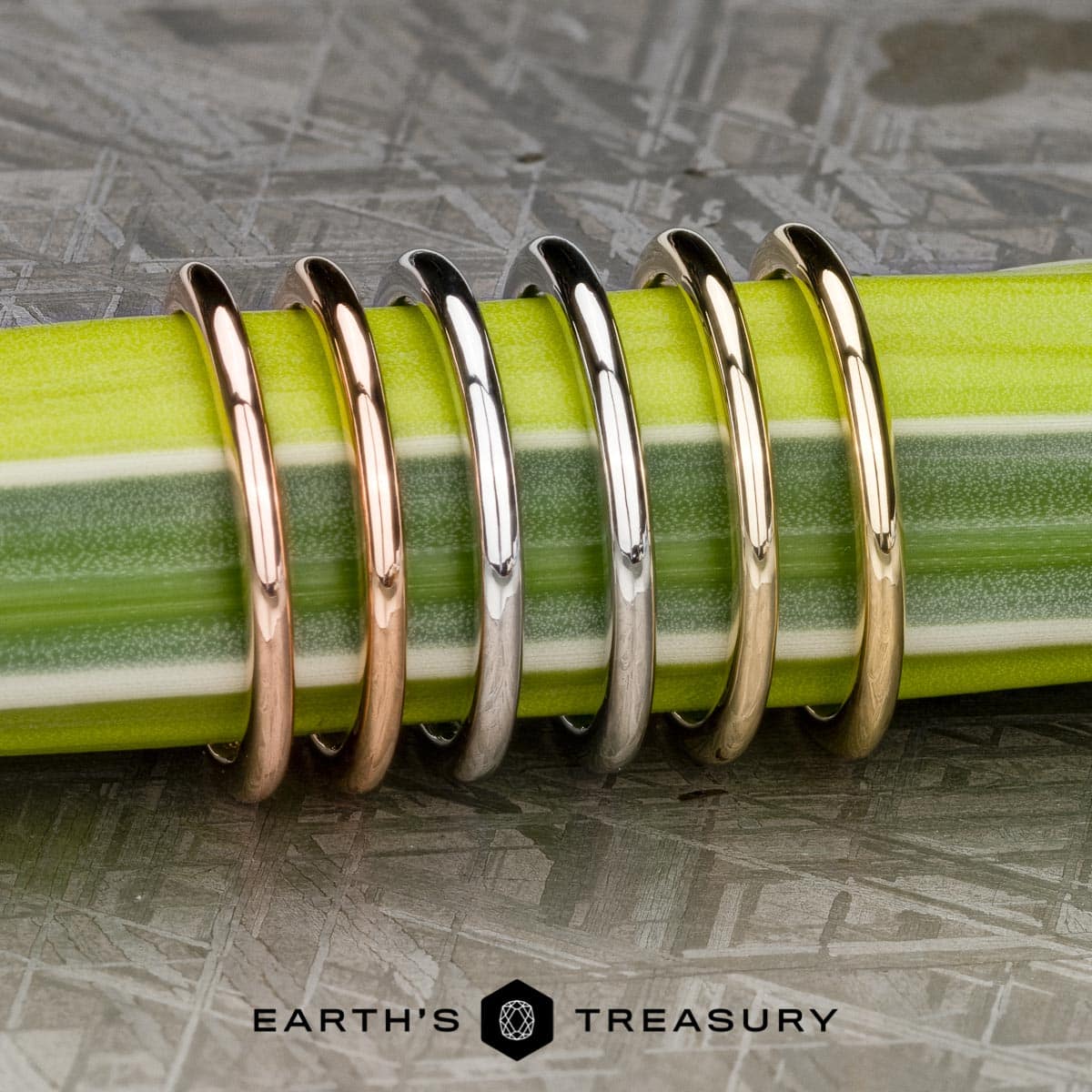 The Custom-Fit Straight Band, all metal options shown in 2mm width