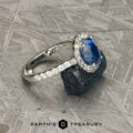 The Classic Pave Halo in 14k White Gold with 1.82-carat Montana sapphire