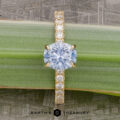 The Deluxe Pave "Amelia" Ring in 18k yellow gold with 1.62-Carat Montana Sapphire