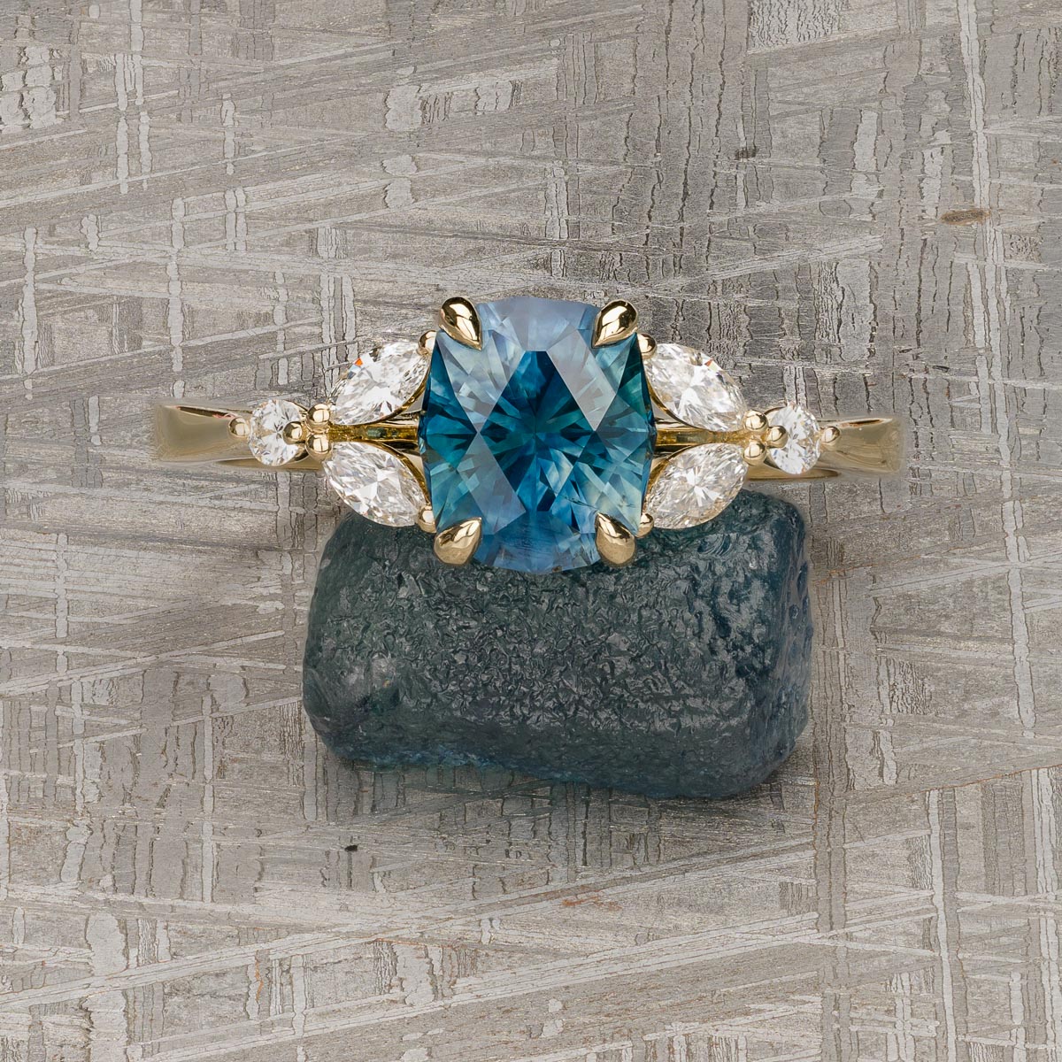 The "Cattleya" in 14k yellow gold with 2.22-Carat Montana Sapphire