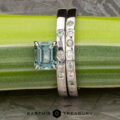 The "Aurai" Ring in 14k white gold with 1.07-Carat Montana Sapphire, alongside the "Aurai" band in 14k white gold
