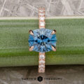 The Classic Pave "Sophia" ring in 14k rose gold with 2.26-Carat Montana Sapphire