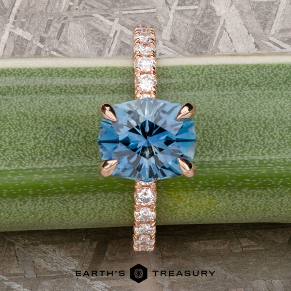 The Classic Pave "Sophia" ring in 14k rose gold with 2.26-Carat Montana Sapphire The Classic Pave "Sophia" ring in 14k rose gold with 2.26-Carat Montana Sapphire