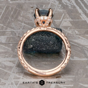 The Classic Pave "Sophia" ring in 14k rose gold with 2.26-Carat Montana Sapphire