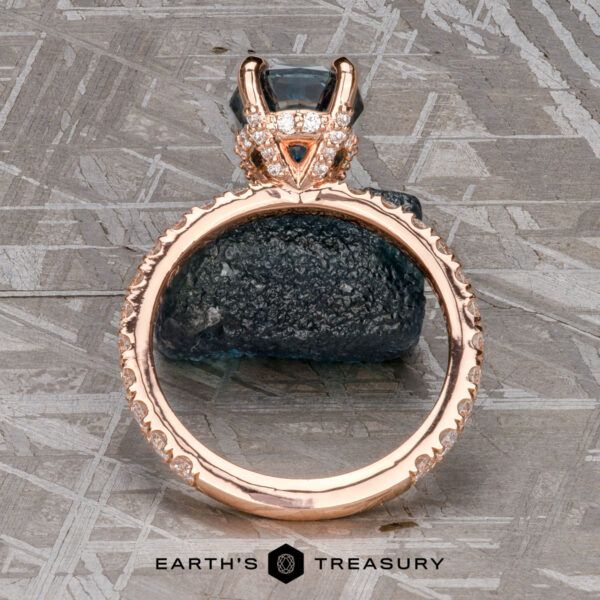 The Classic Pave "Sophia" ring in 14k rose gold with 2.26-Carat Montana Sapphire The Classic Pave "Sophia" ring in 14k rose gold with 2.26-Carat Montana Sapphire