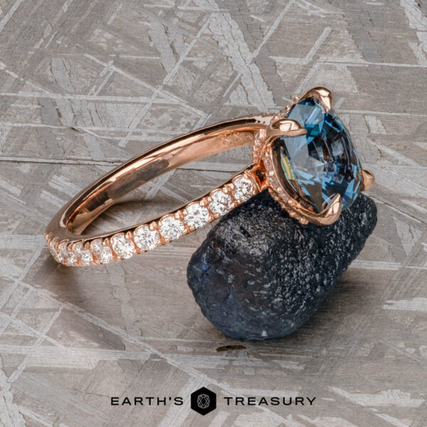 The Classic Pave "Sophia" ring in 14k rose gold with 2.26-Carat Montana Sapphire The Classic Pave "Sophia" ring in 14k rose gold with 2.26-Carat Montana Sapphire