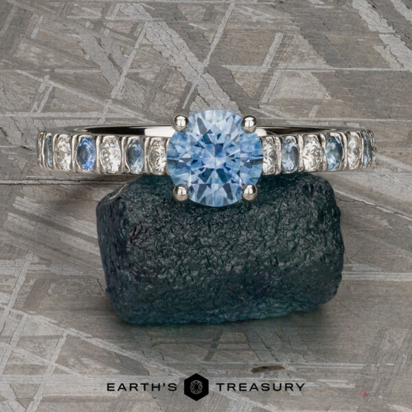 The Classic Pave "Paphos" Ring in platinum with 0.92-carat Montana sapphire The Classic Pave "Paphos" Ring in platinum with 0.92-carat Montana sapphire