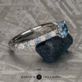 The Classic Pave "Paphos" Ring in platinum with 0.92-carat Montana sapphire