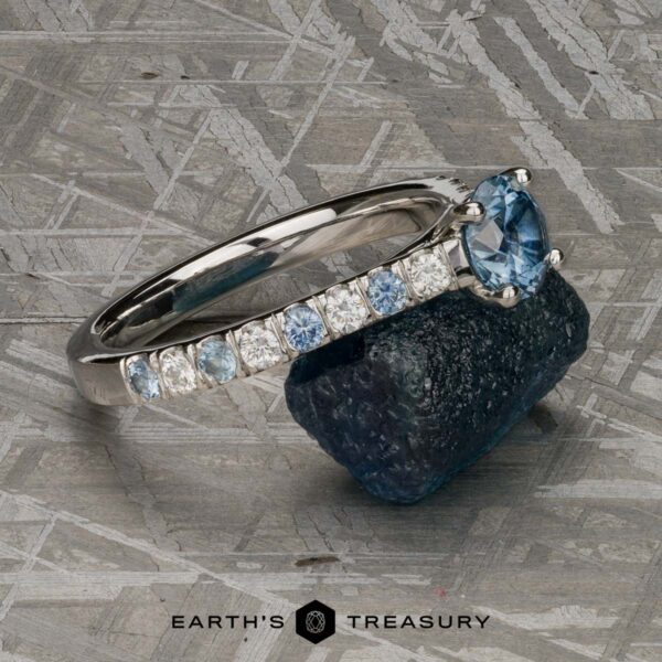 The Classic Pave "Paphos" Ring in platinum with 0.92-carat Montana sapphire The Classic Pave "Paphos" Ring in platinum with 0.92-carat Montana sapphire