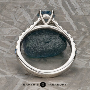 The Classic Pave "Paphos" Ring in platinum with 0.92-carat Montana sapphire