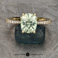 The Tapered Pave "Tatiana" ring in 18k yellow gold with 2.90-Carat Montana Sapphire