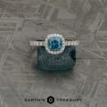 The Petite Pave Halo in 18k white gold with 0.95-Carat Montana Sapphire
