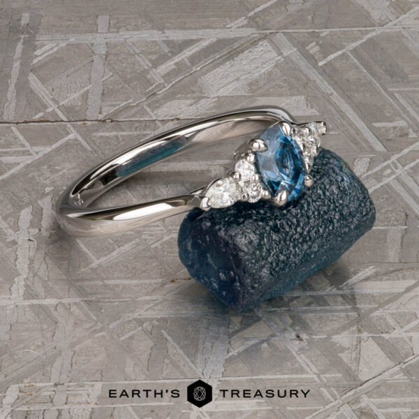 The "Vela" ring in 14k white gold with 0.62-carat Montana sapphire The "Vela" ring in 14k white gold with 0.62-carat Montana sapphire