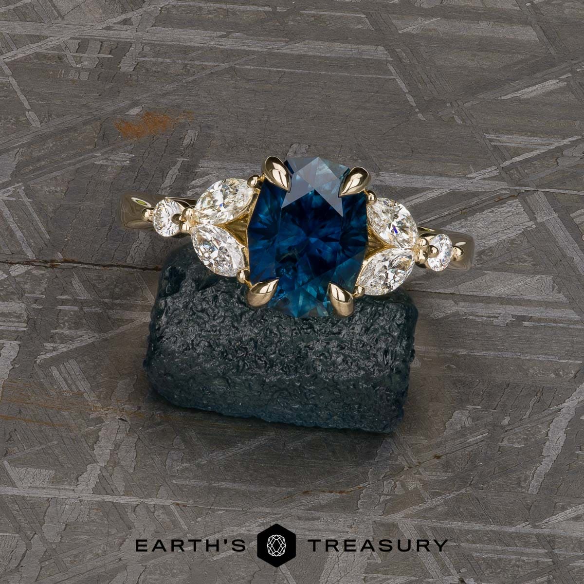 The “Cattleya” ring in 14k yellow gold with 2.26-carat Montana sapphire