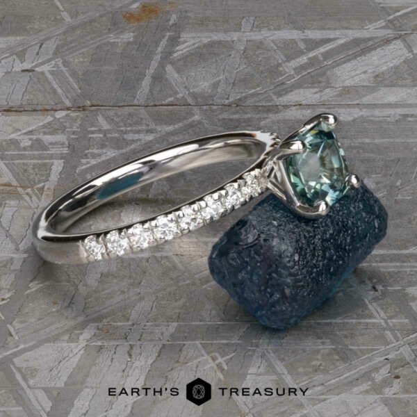 The Classic Pave "Claire" ring in platinum with 1.60-carat Montana sapphire The Classic Pave "Claire" ring in platinum with 1.60-carat Montana sapphire