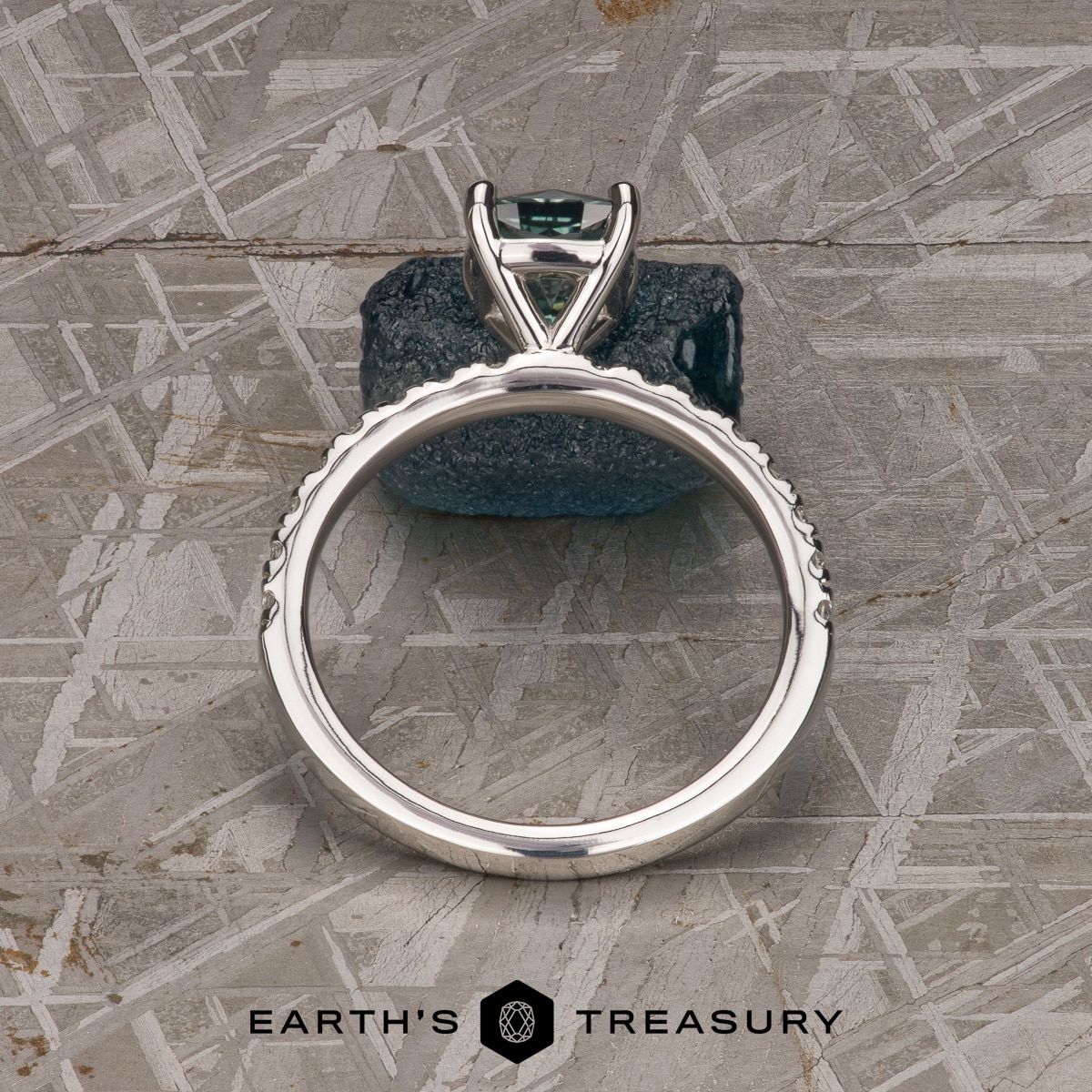 The "Claire" Classic Pave Ring in platinum with 1.60-carat Montana sapphire