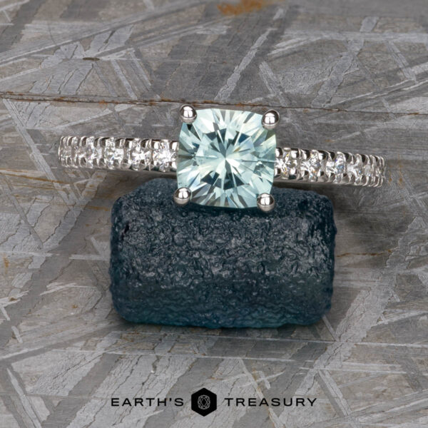 The Classic Pave "Claire" ring in platinum with 1.60-carat Montana sapphire The Classic Pave "Claire" ring in platinum with 1.60-carat Montana sapphire