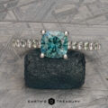 The Classic Pave "Paphos" ring in platinum with 1.38-Carat Montana Sapphire