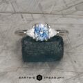 The "Rhiannon" Three-Stone Ring in platinum with 0.72-carat Montana sapphire