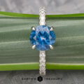 The Classic Pave “Flora” Ring in platinum with 2.28-Carat Montana Sapphire