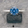 The Classic Pave “Flora” Ring in platinum with 2.28-Carat Montana Sapphire