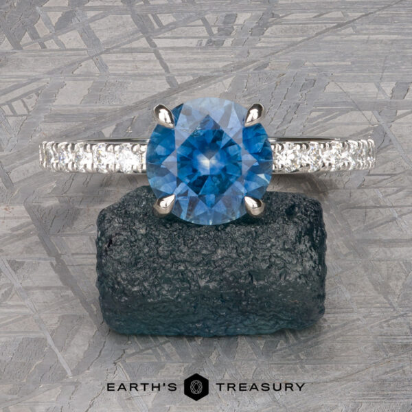 The Classic Pave “Flora” Ring in platinum with 2.28-Carat Montana Sapphire The Classic Pave “Flora” Ring in platinum with 2.28-Carat Montana Sapphire