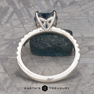 The Classic Pave “Flora” Ring in platinum with 2.28-Carat Montana Sapphire