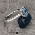 The Classic Prong-Set Halo Ring in 14k white gold with 1.50-carat Montana sapphire
