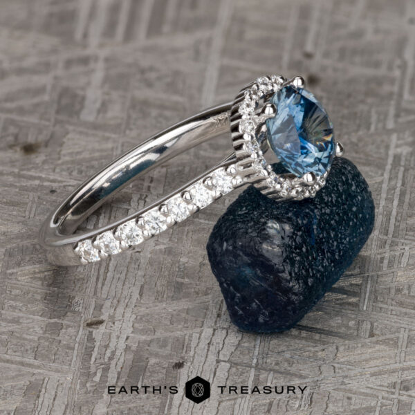 The Classic Prong-Set Halo Ring in 14k white gold with 1.50-carat Montana sapphire The Classic Prong-Set Halo Ring in 14k white gold with 1.50-carat Montana sapphire