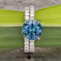 The Classic Pave "Cecilie" Ring in platinum with 2.58-carat Montana sapphire, alongside the classic pave band in platinum