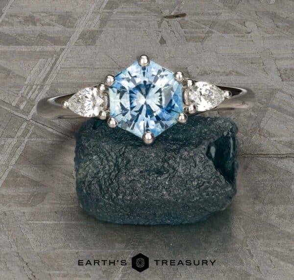 The "Virona" ring in platinum with 1.27-Carat Montana Sapphire The "Virona" ring in platinum with 1.27-Carat Montana Sapphire