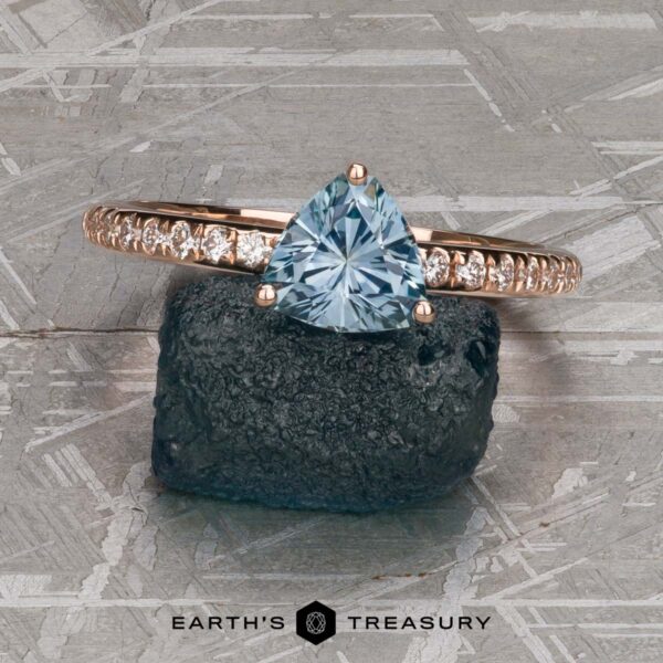 The Petite Pave "Eugenie" Ring in 14k rose gold with 1.33-Carat Montana Sapphire The Petite Pave "Eugenie" Ring in 14k rose gold with 1.33-Carat Montana Sapphire